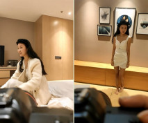 【模特寫真拍攝丶探花】文靜小美女，話比較少擺弄姿勢，脫下內褲掰穴，換上性感連體網襪