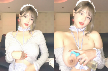 《最新重磅新瓜速吃》韓AF頂流人造極品巨乳肉感大肥臀女神【BJ徐婉】重金定製，藍色女僕裝精油水晶棒自慰~炸裂