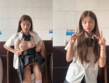 小情侶性愛真實自拍，外表單純小騷妹內心淫蕩，男廁全裸露出樓道廁所愛愛，年輕喜歡玩刺激