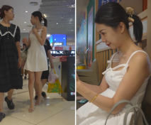 大神偷拍美女裙底風光 吊帶裙清涼高跟特寫透明內露屁股縫路邊蹲下 辦公室偷拍大胸騷貨同事裙底