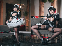 【浵卡】cos艾蓮喬 巨乳白虎，口交幹炮一條龍，黑絲足交超帶勁