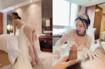 頂級反差露臉女神！蜂腰桃子臀極品氣質御姐【兔兔】VIP群福利，戶外男廁露出口爆新娘子妝扮享受洞房花燭初夜