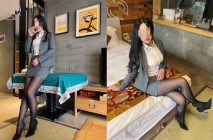 姐弟亂倫又又又更新啦！和親姐姐溫泉做愛，姐姐穿著上班的銷售黑絲制服來赴約！一插一噴，水滋滋地響，內射了兩炮