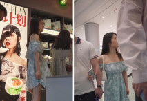 偷拍美女裙底風光 抹胸花裙透明高跟配情趣騷丁正面鏤空露深深逼縫